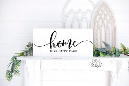 SVG Home Is My Happy Place | Cutting File | Farmhouse  Sign | Vinyl Stencil HTV | PNG eps jpg ai pdf | Printable