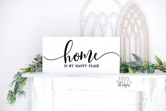SVG Home Is My Happy Place | Cutting File | Farmhouse  Sign | Vinyl Stencil HTV | PNG eps jpg ai pdf | Printable