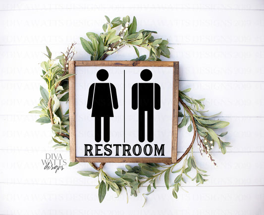 SVG Restroom | Cutting File | Male Female Figures | Farmhouse  Sign | PNG eps jpg ai |  | Bathroom Powder Room