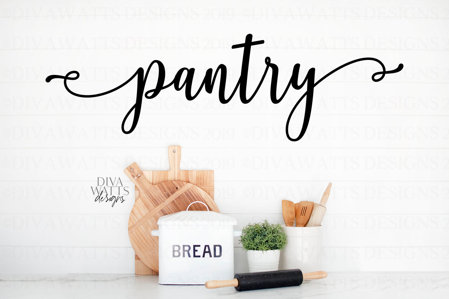 SVG Pantry | Cutting File | Kitchen Sign | Long | Farmhouse  Script with Tails | Vinyl Stencil HTV | PNG eps jpg pdf ai