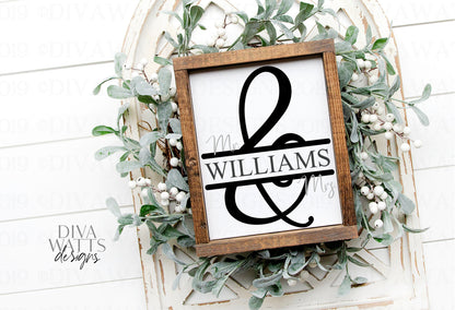 SVG Mr. & Mrs. | Cutting File | Split Ampersand | Vinyl Stencil HTV | Wedding Anniversary Couple | Sign Shirt Pillow | Personalize Customize