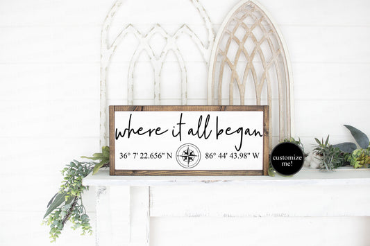 SVG Where It All Began | Cutting File | GPS Compass Coordinate Longitude Latitude | Love | Customize | Sign| Vinyl Stencil htv | DXF png eps