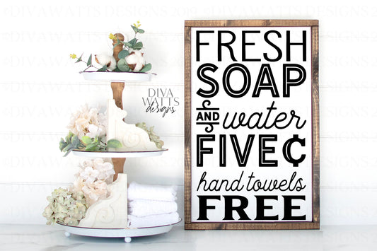 SVG | Fresh Soap and Water | Cutting File | Farmhouse Simple Minimalist | Bathroom Laundry Room | Sign | Vinyl Stencil HTV | Minimal | PNG