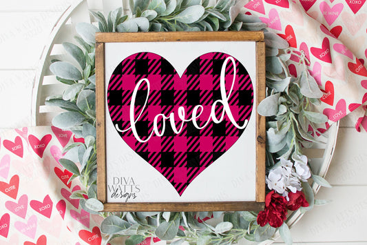 SVG | Loved Buffalo Check Heart | Cutting File | Plaid | Layered | Valentine's Day | Valentine | Heart Shirt | Vinyl Stencil HTV | png jpg