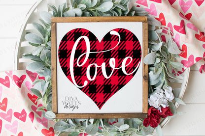 SVG | Love Buffalo Check | Cutting File | Plaid | Vinyl Stencil HTV | Layered | Valentine's Day | Valentine | PNG | Heart | Shirt Sign