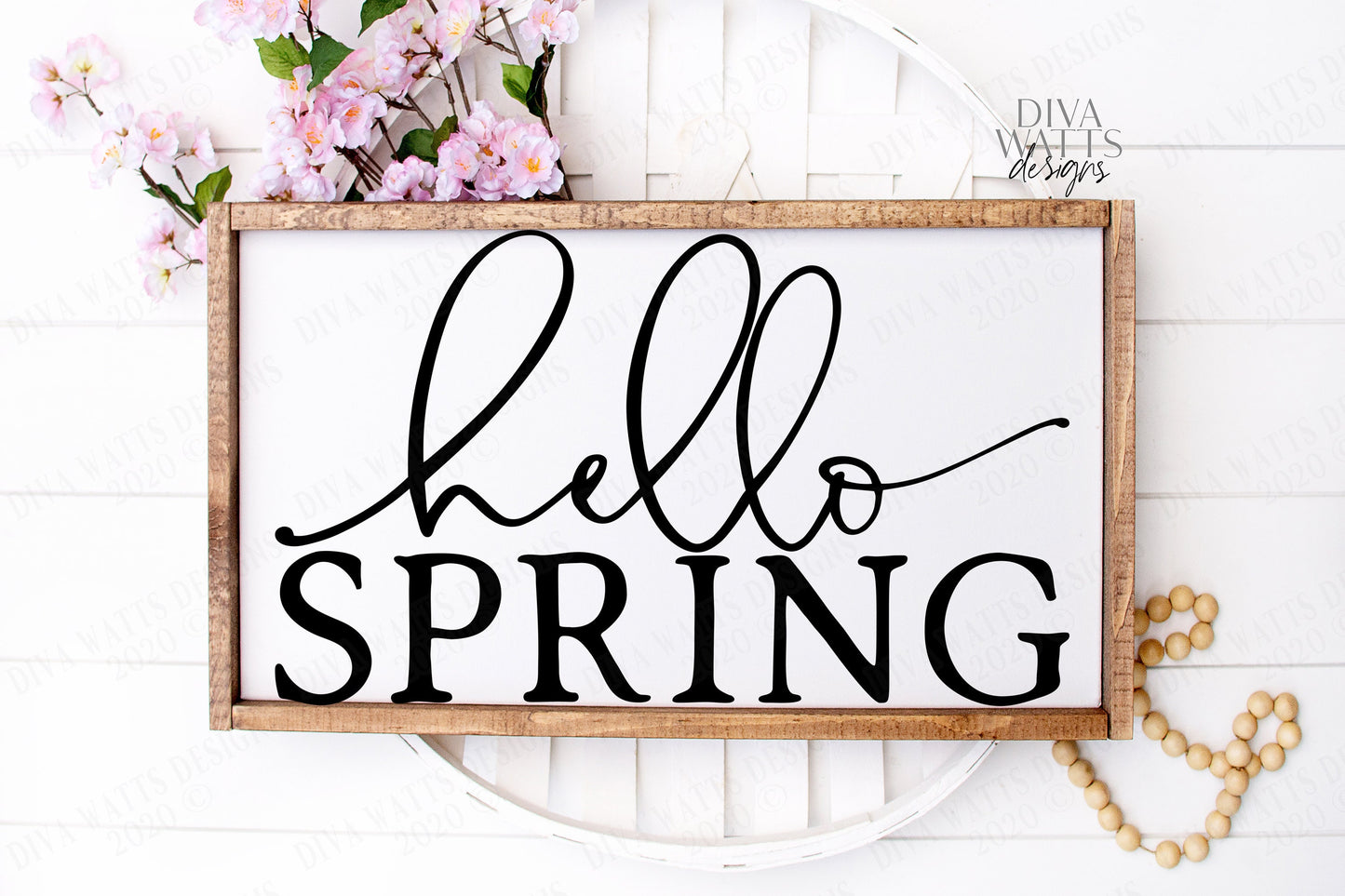 SVG | Hello Spring | Cutting File | Farmhouse  Rustic | Sign | Vinyl Stencil htv | png eps jpg pdf | Cut File | Cricut Silhouette