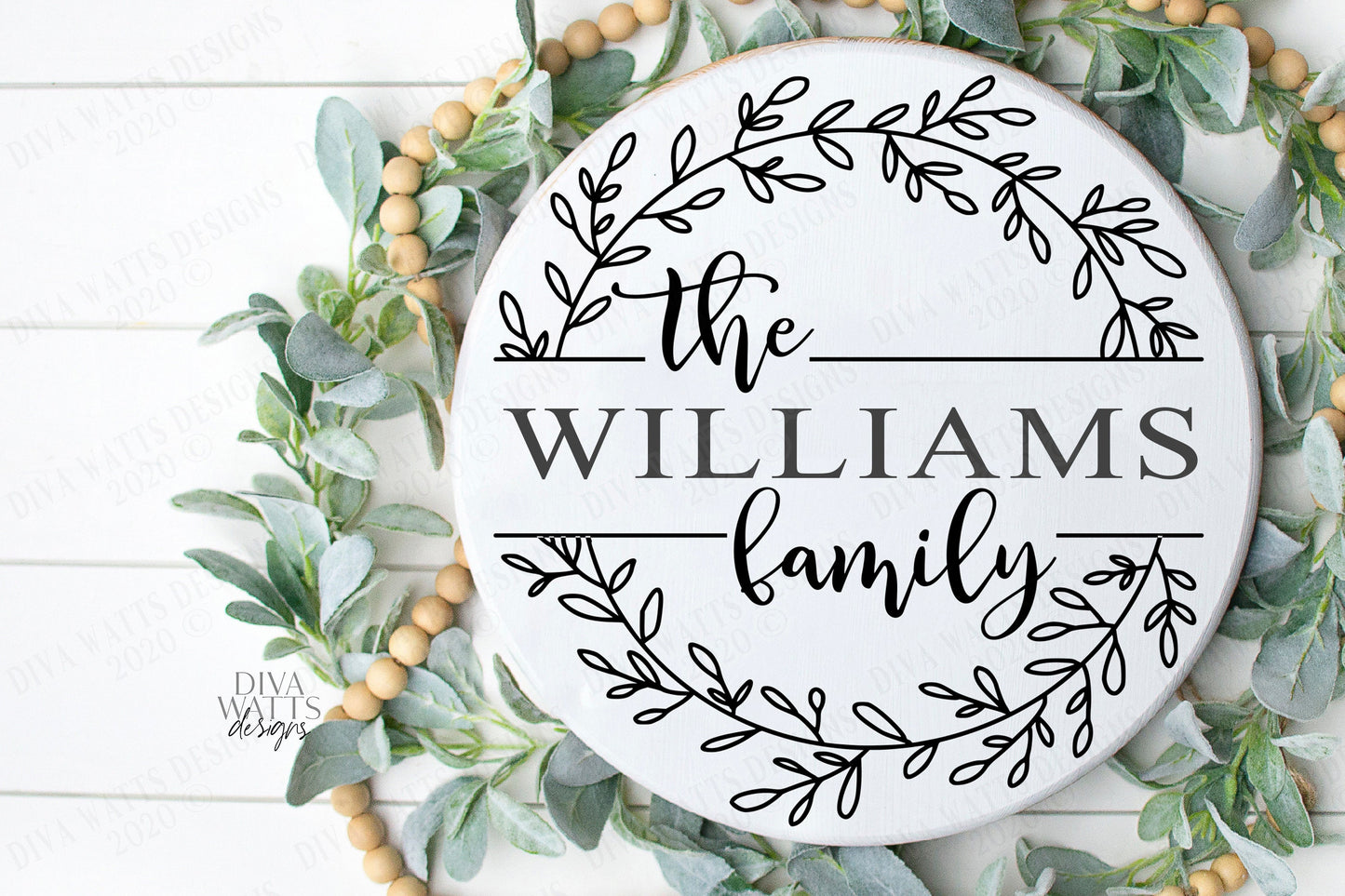 Family Name Wreath SVG | Bestseller | Great For Farmhouse Signs Including Glowforge