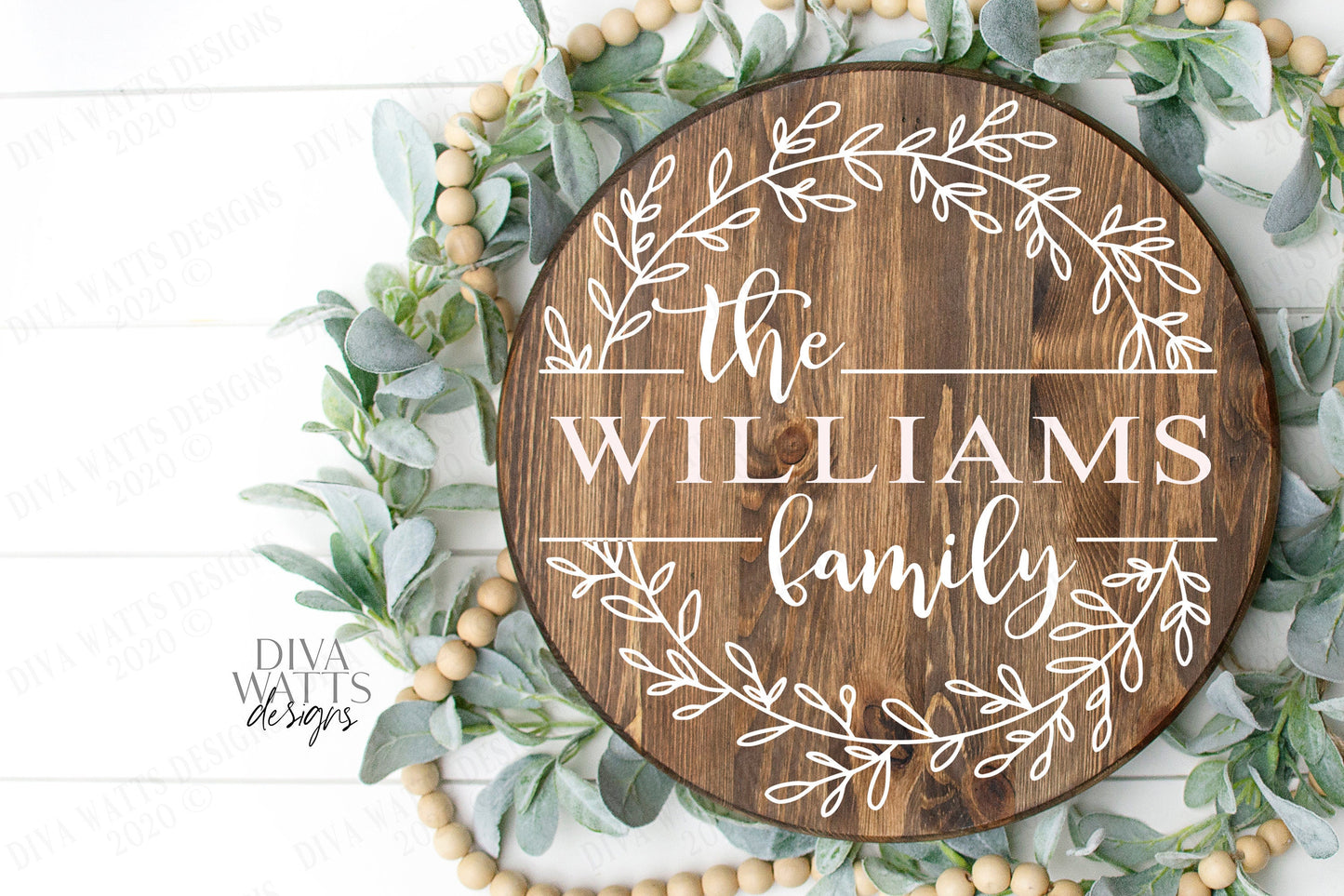 Family Name Wreath SVG | Bestseller | Great For Farmhouse Signs Including Glowforge