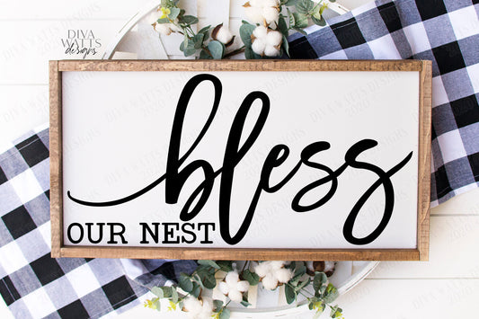 SVG | Bless Our Nest | Cutting File | Farmhouse  Sign | Vinyl Stencil HTV | png eps jpg pdf | Welcome | Home | Rustic Script
