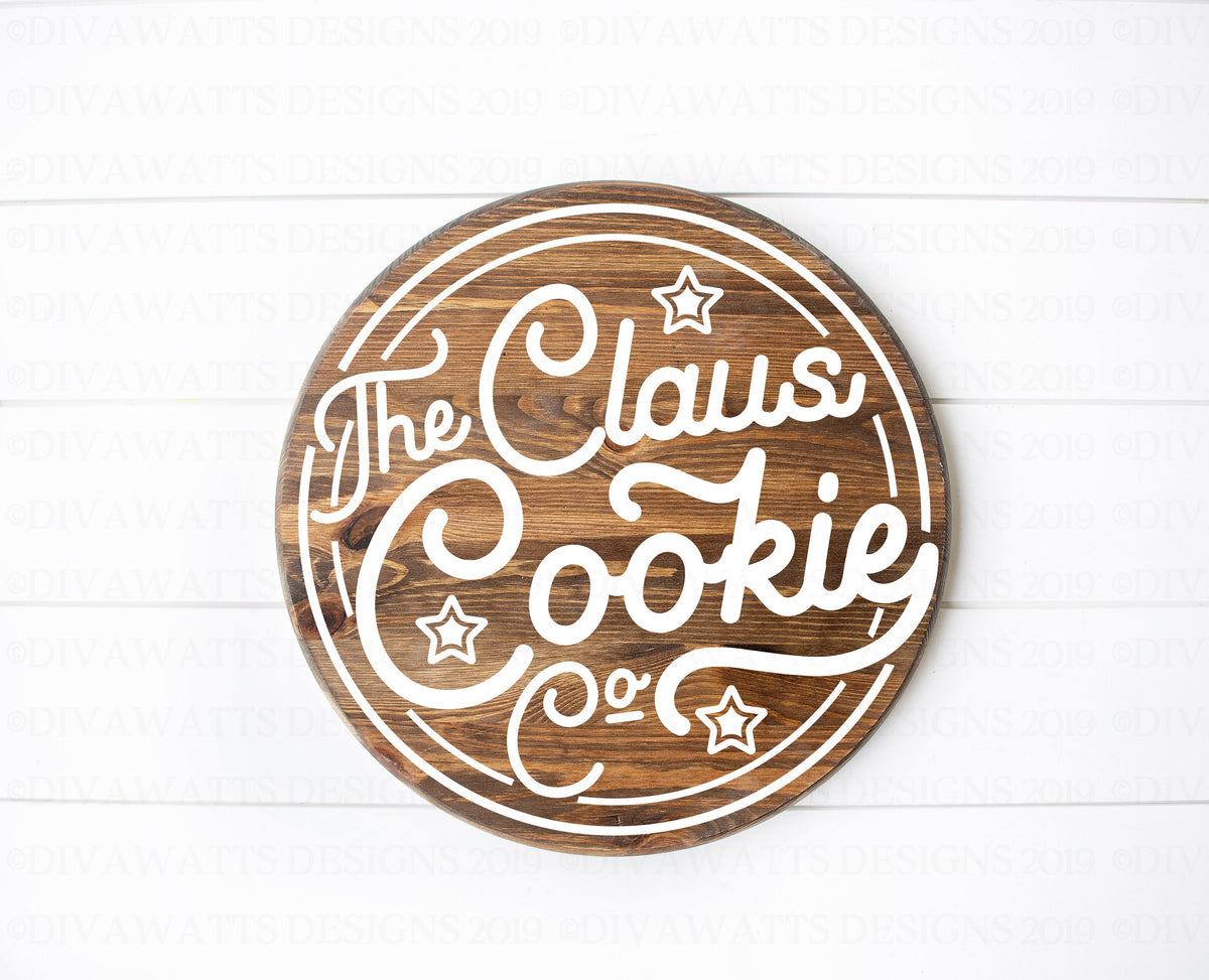 SVG The Claus Cookie Co | Cutting File | Retro Vintage Circle Round Circular | Sign Shirt Tumbler | Vinyl Stencil HTV | dxf png Christmas