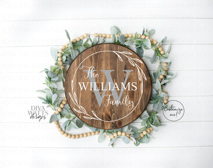 SVG Family Monogram Sign | Cutting File | Last Name | Add Your Text & Font | Customize Personalize | Vinyl Stencil HTV Instant Download PNG