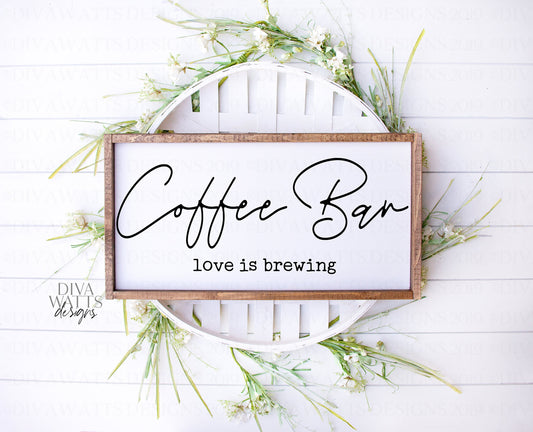 SVG Coffee Bar Love Is Brewing | Cutting File | Farmhouse  Sign | PNG EPS | Kitchen | Vinyl Stencil htv | Espresso | Tea Towel