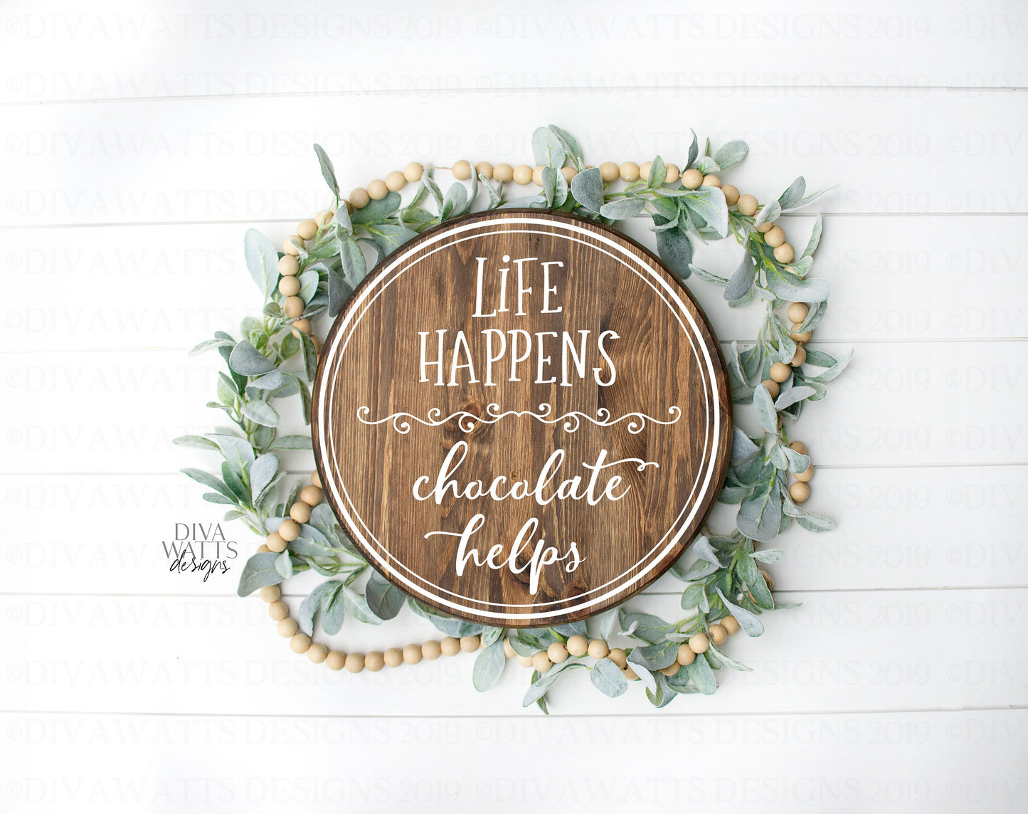 SVG Life Happens Chocolate Helps | Cutting File | Round Circle Sign Shirt Candy Jar Mug | Vinyl Stencil HTV | png eps jpg ai pdf | Circular