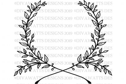 SVG | Monogram Wreath | Cutting File | Farmhouse  | Hand Drawn | PNG eps jpg pdf | Sign Shirt Tea Towel | Vinyl Stencil HTV