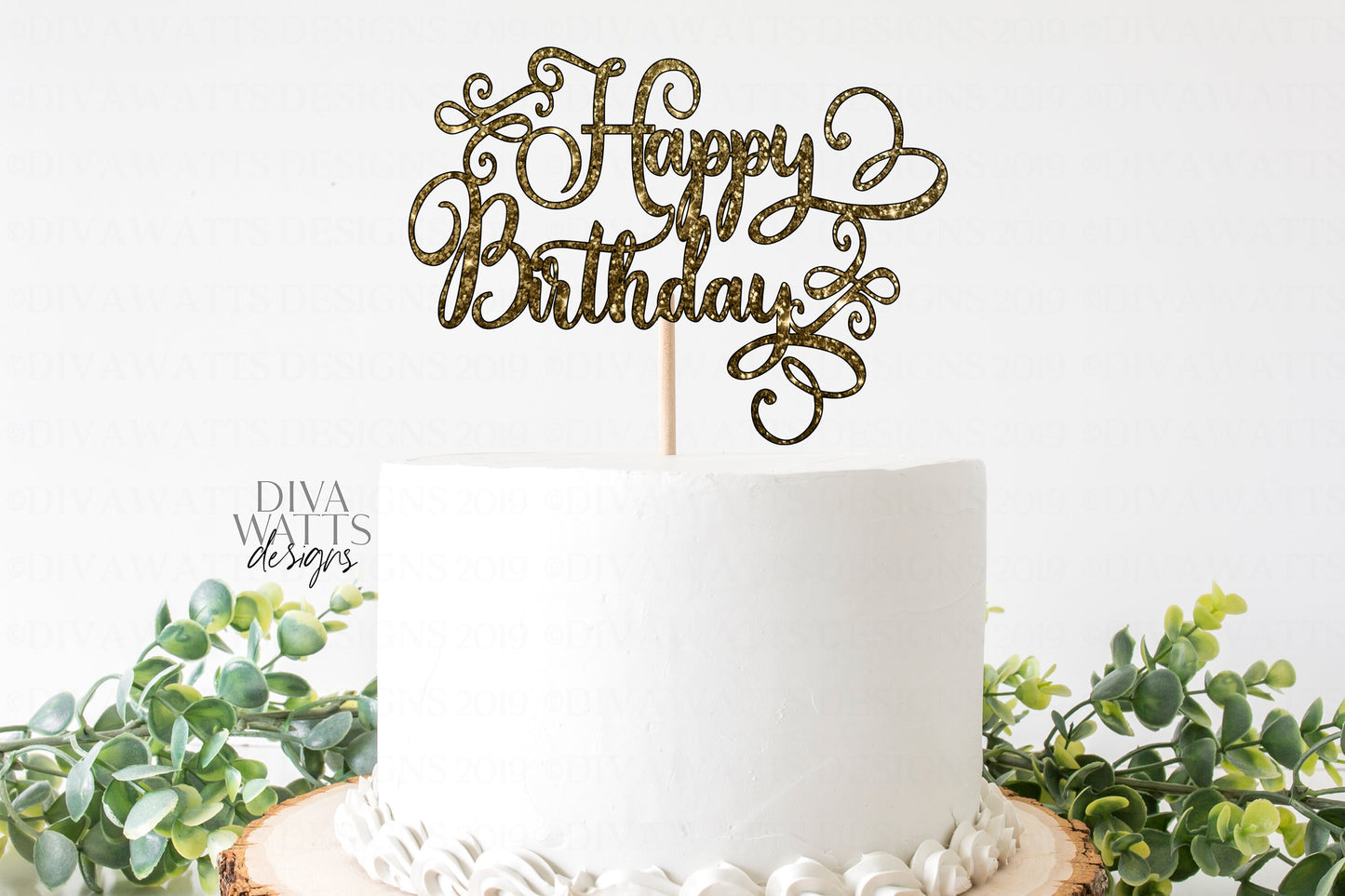 SVG | Happy Birthday | Cutting File | Cake Topper | Party | Simple | Vintage Rustic Farmhouse | Cut File | Cardstock | Glitter | PNG