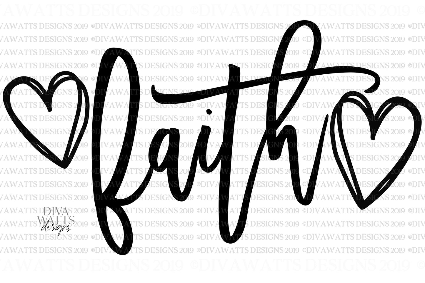 SVG | Faith | Cutting File | Doodle Hearts | Vinyl Stencil HTV | png eps jpg pdf | Printable | Shirt Sign Pillow | Christian Religion Easter