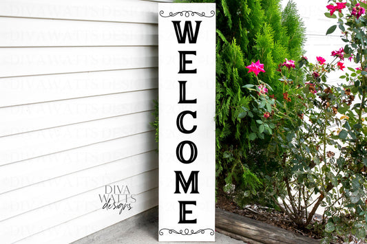 Welcome Porch Sign | Vertical Cutting File | Cricut SVG | Silhouette DXF | eps ai png | Farmhouse Porch Sign