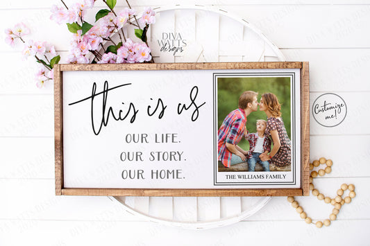 SVG | This Is Us | Cutting File | Our Life Our Story Our Home | Customize Personalize Family Name Photo | Vinyl Stencil HTV | Farmhouse Sign