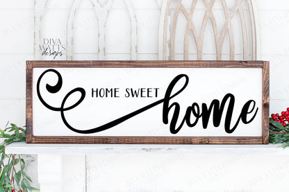 SVG | Home Sweet Home | Cutting File | Farmhouse Bouncy Script With Tails | Sign | Vinyl Stencil | PNG EPS jpg pdf | Entry Welcome Cut File
