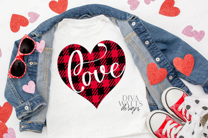 SVG | Love Buffalo Check | Cutting File | Plaid | Vinyl Stencil HTV | Layered | Valentine's Day | Valentine | PNG | Heart | Shirt Sign