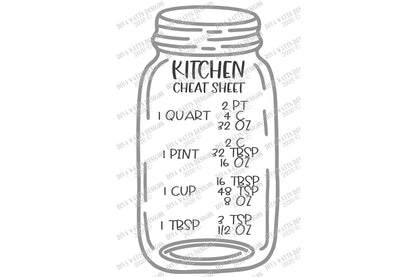 SVG | Kitchen Conversions | Cutting File | Large Mason Jar Measurements | DXF | Farmhouse  Rustic | Sign Tea Towel Vinyl Stencil