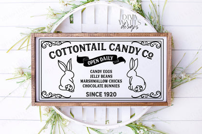 SVG | Cottontail Candy Co | Cutting File | Easter Bunny | Jelly Beans Marshmallow Chicks Chocolate Bunnies Sign | dxf png eps | Open Daily