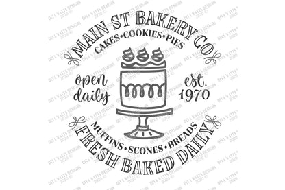 SVG | Bakery | Cutting File | Main St Co | Open Daily | Fresh Baked Daily | Farmhouse Round Circle Sign | Cake | Vinyl Stencil HTV | DXF eps