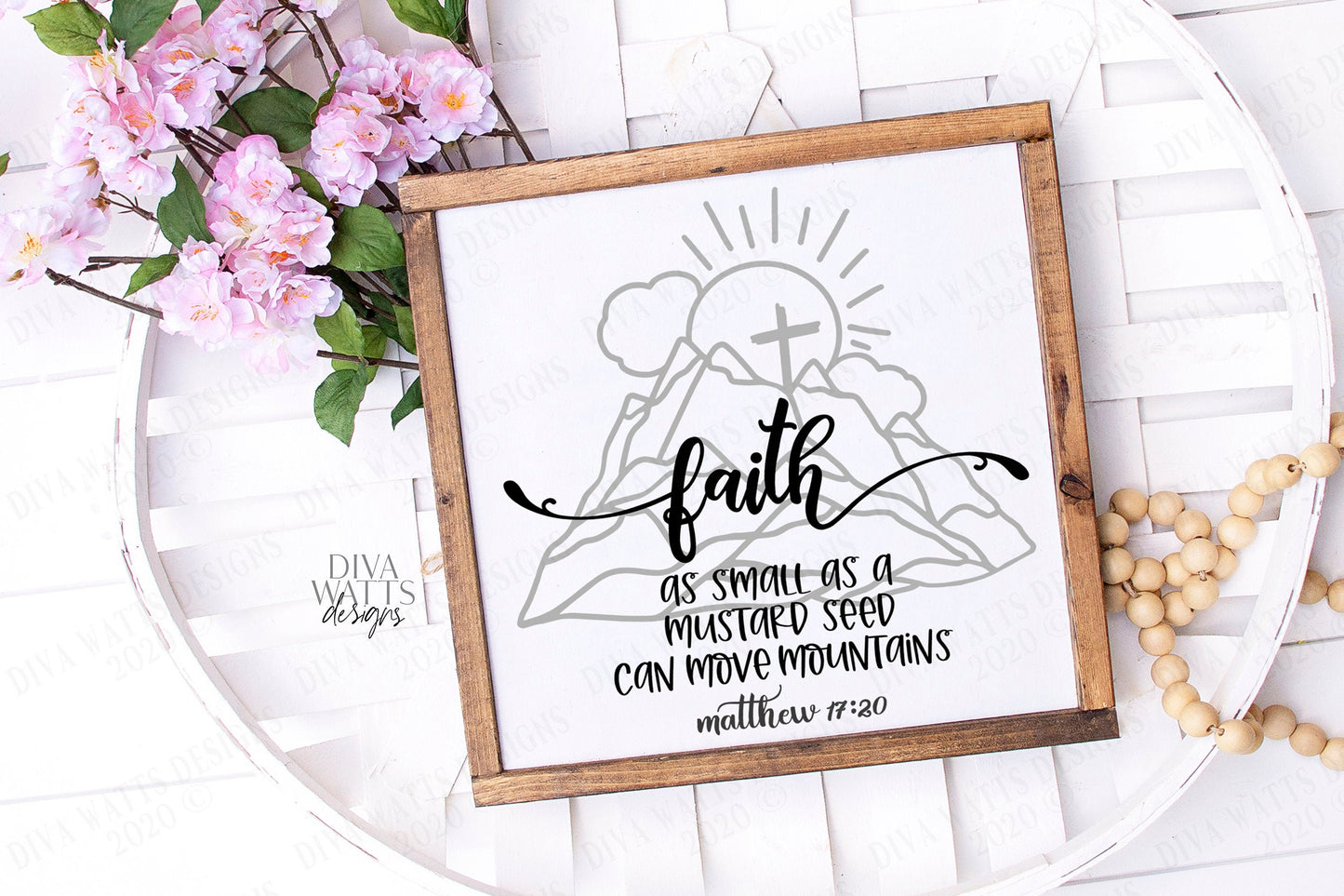 SVG | Faith As Small As A Mustard See Can Move Mountains | Cutting File | Matthew | Christian Scripture Verse | Vinyl Stencil HTV | Sign