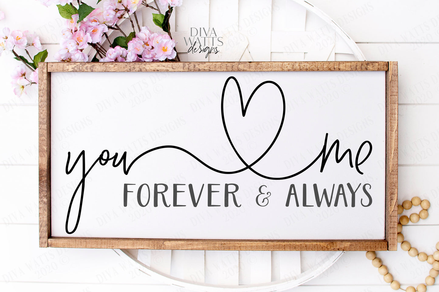 SVG | You & Me Forever and Always | Cutting File | Heart | Farmhouse Sign | Vinyl Stencil HTV | Modern | Cut | Love Wedding Anniversary eps