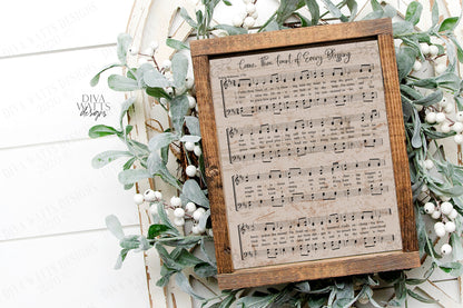 Printable | Come Thou Fount Of Every Blessing | Christian Hymn Sheet Music | Distressed | Vintage Retro Classic | Song Wall Art | You Frame