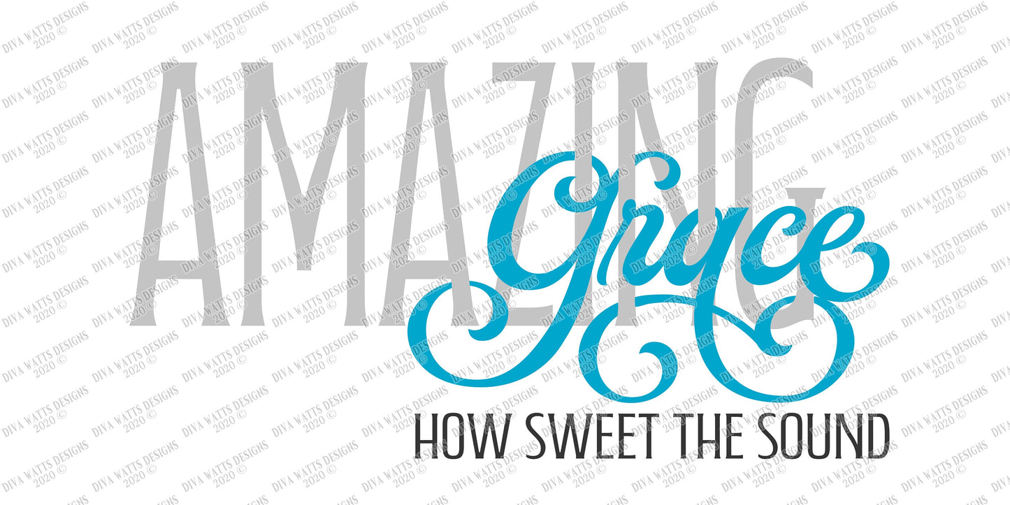 SVG | Amazing Grace How Sweet The Sound | Cutting File | Christian Song Hymn | Vinyl Stencil HTV | Farmhouse Sign | Music Art | Script | DXF