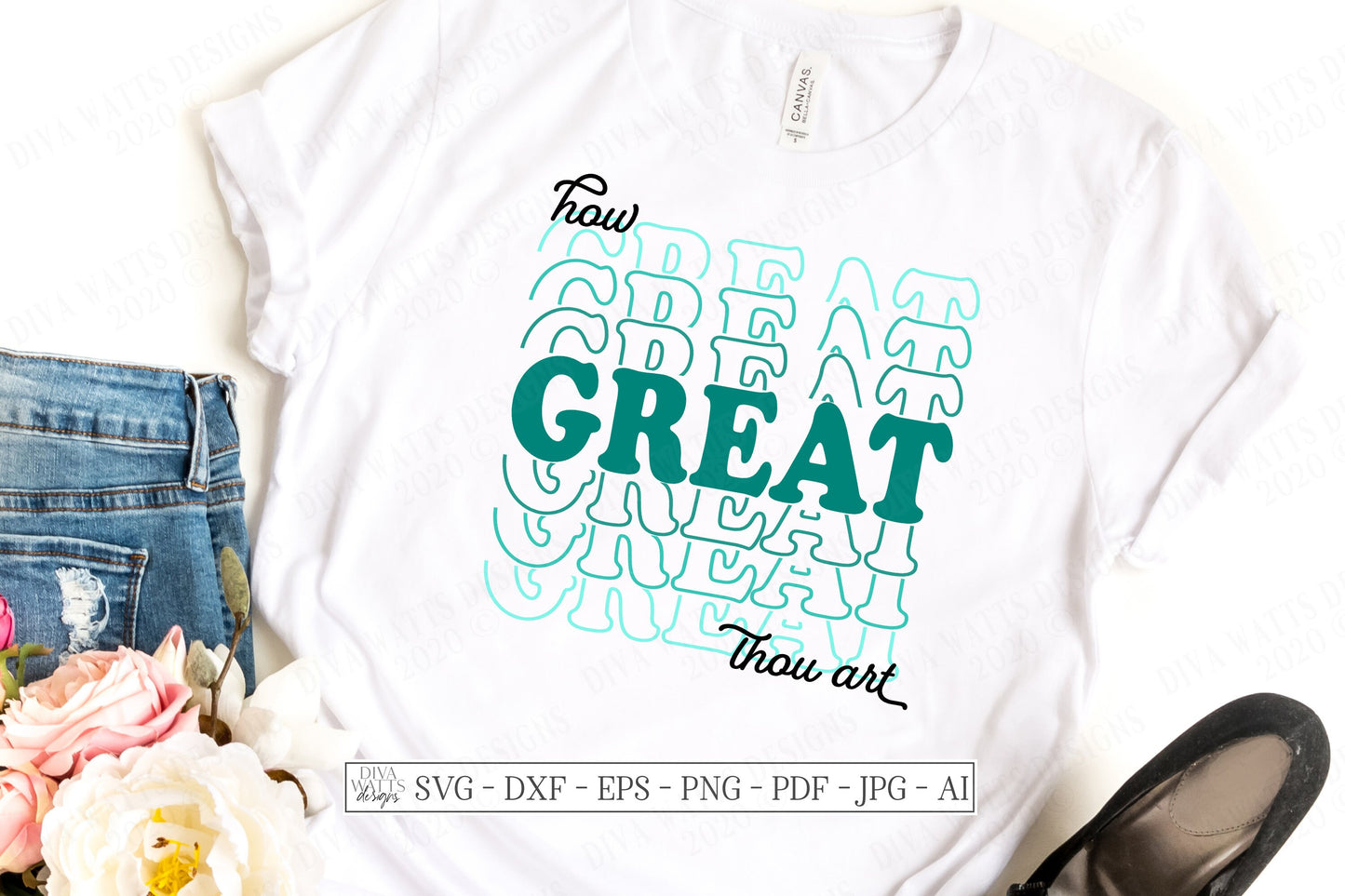 SVG | How Great Thou Art | Cutting File | Stacked Mirrored Font Text | Christian Hymn Song | Shirt Tote Sign | Vinyl Stencil HTV | DXF Soul