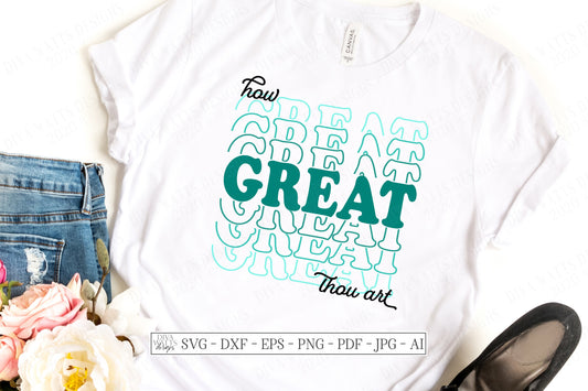SVG | How Great Thou Art | Cutting File | Stacked Mirrored Font Text | Christian Hymn Song | Shirt Tote Sign | Vinyl Stencil HTV | DXF Soul