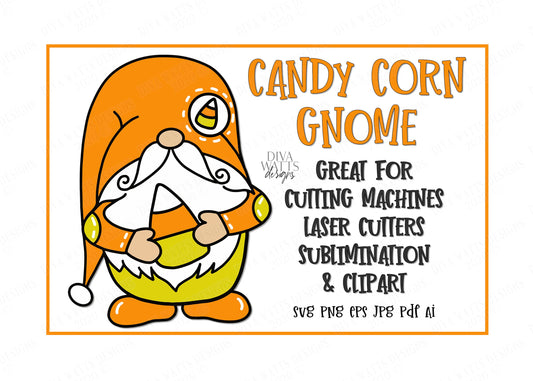 SVG | Candy Corn Gnome | Cutting File | Laser Cutter | Sublimination | Vinyl Stencil HTV | Halloween Fall Thanksgiving | Gnomes | png eps ai