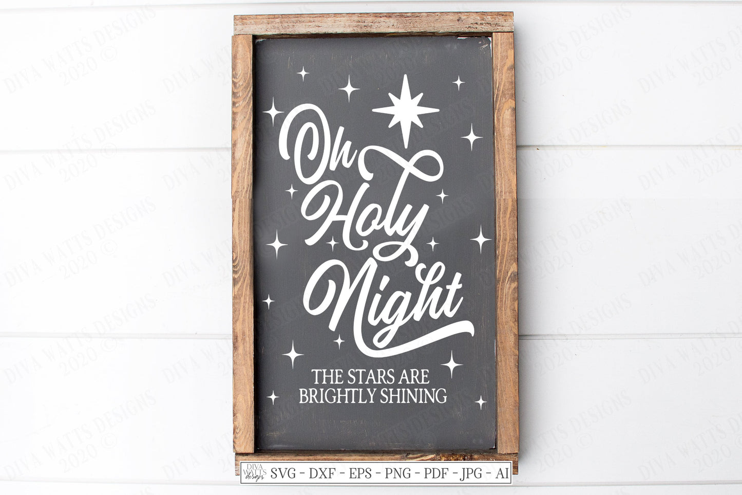 SVG Oh Holy Night | Cutting File | The Stars Are Brightly Shining | Jesus Birth Christmas Hymn Song Carol | Vinyl Stencil HTV | DXF | Sign