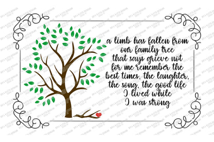 SVG A Limb Has Fallen From The Family Tree | Memorial Grief | Cutting File | Mourning | Memory | Loss | Loved One | DXF PNG | Printable