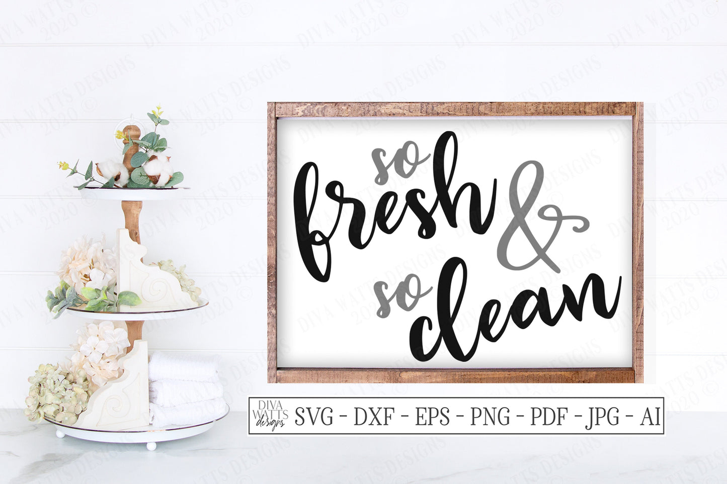 SVG | So Fresh And So Clean | Cutting File | & | Bathroom Farmhouse Rustic Sign | Wall Decor | Vinyl Stencil HTV | eps dxf ai | Guest Bath