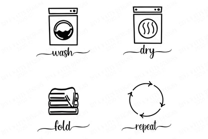 Laundry Room SVG Set | Farmhouse Laundry Room Signs | Wash Dry Fold Repeat | dxf and more