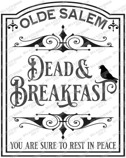SVG | Dead & Breakfast | Cutting File | Halloween | Olde Salem | You Are Sure To Rest In Peace | Raven Tombstone | Sign | Vinyl Stencil HTV