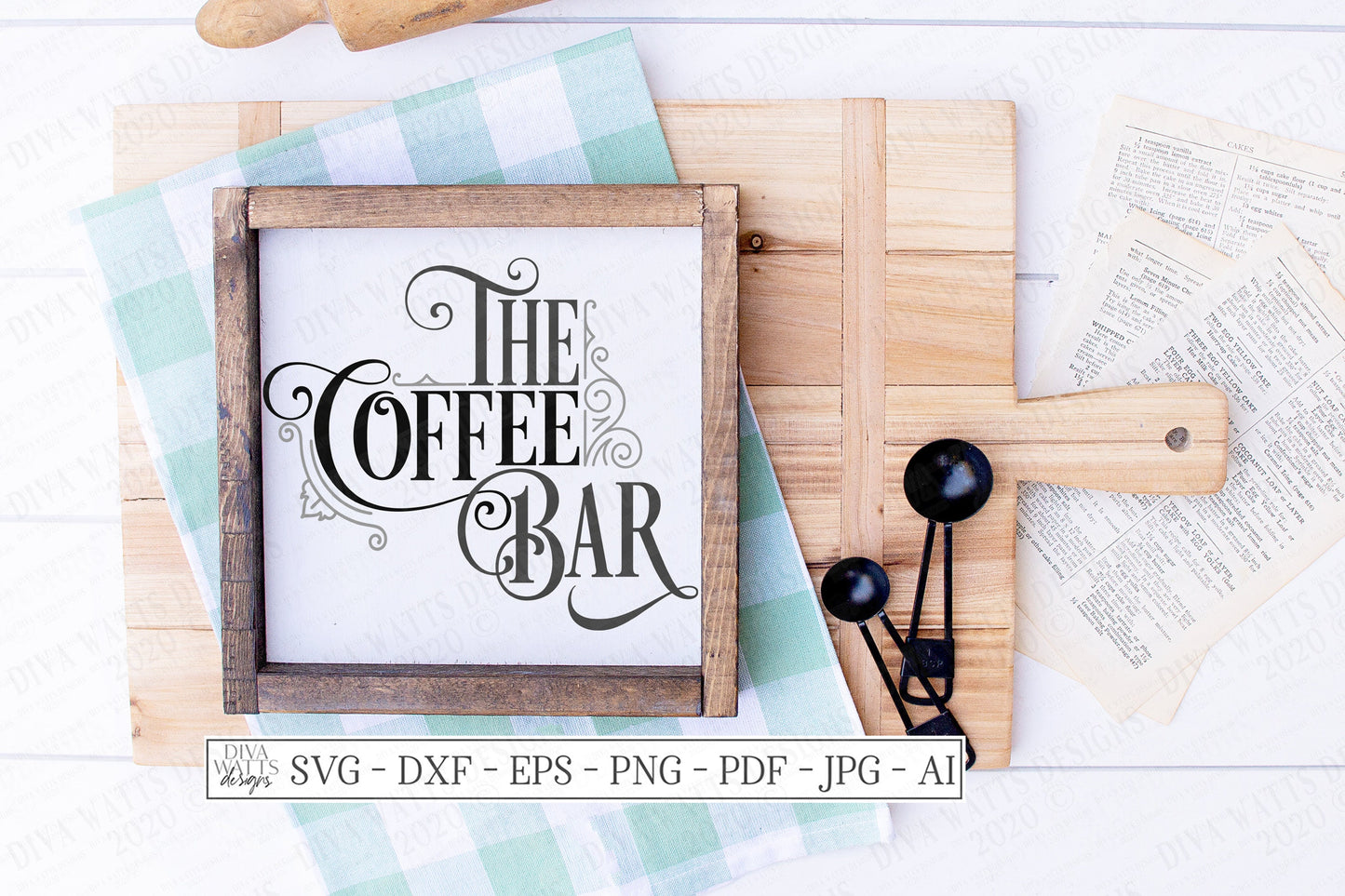 SVG | The Coffee Bar | Cutting File | Kitchen Farmhouse Rustic Bar Sign | Vinyl Stencil HTV | Tea Towel | Brewing Station | dxf eps jpg pdf