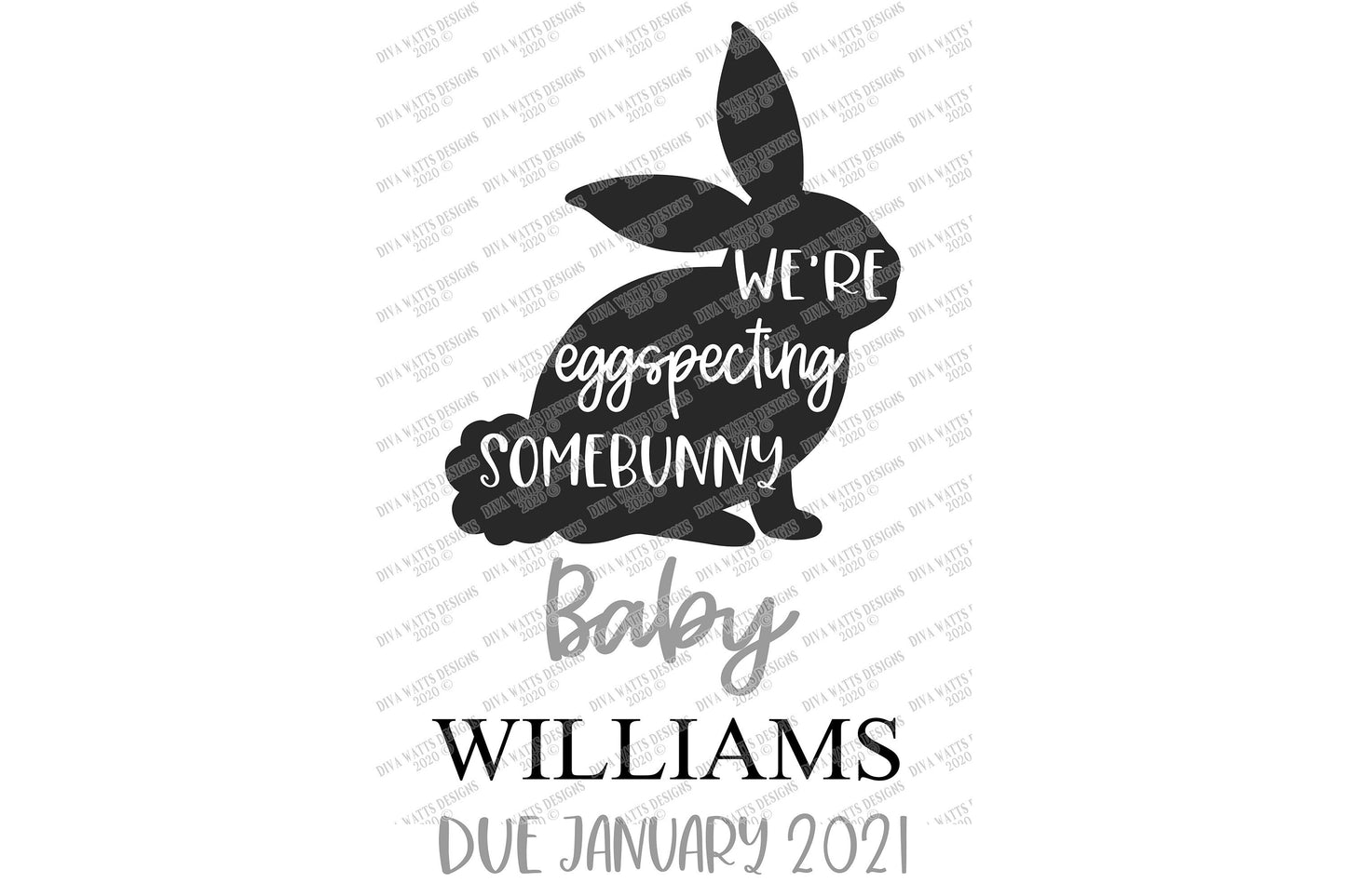 SVG | We're Expecting Somebunny | Cutting File | Somebody | Baby | Easter Bunny | Vinyl Stencil HTV | Announcement | Bodysuit| Customize |