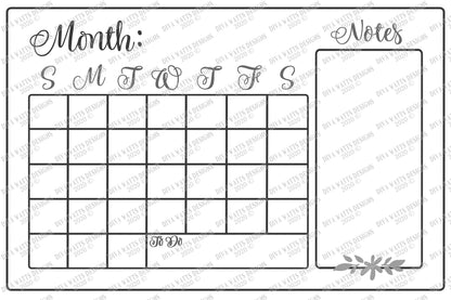 SVG | Monthly Calendar Cutting File | Farmhouse Sign | Months Numbers | Customize Personalize | Notes | Print | Vinyl Stencil HTV | DXF eps