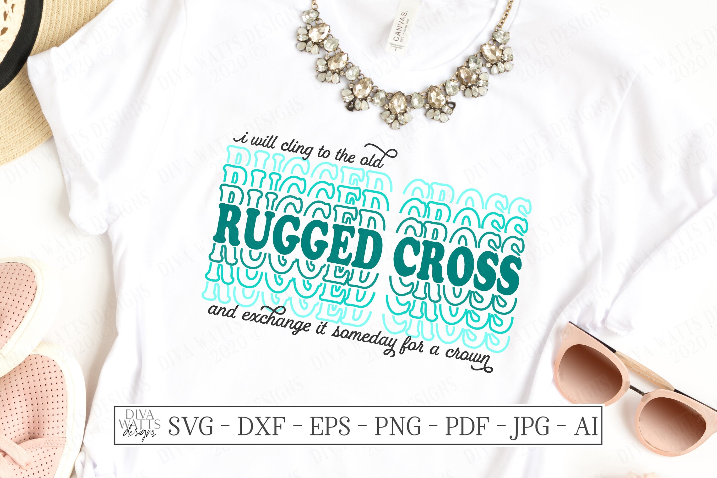 SVG | The Old Rugged Cross | Cutting File | Stacked Mirrored Font Text ...