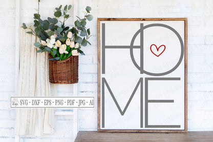 SVG | HOME | Cutting File | Oversized Modern Farmhouse | Overlapping | Heart | Vinyl Stencil HTV | Rustic  | dxf eps jpg