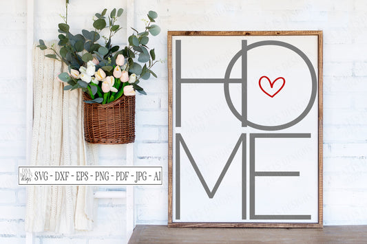 SVG | HOME | Cutting File | Oversized Modern Farmhouse | Overlapping | Heart | Vinyl Stencil HTV | Rustic  | dxf eps jpg