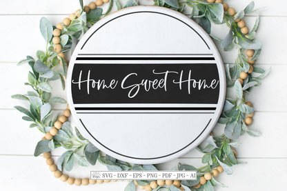 SVG | Home Sweet Home | Cutting File | Farmhouse Rustic Ticking Stripes Grain Sack | Sign Pillow | Vinyl Stencil HTV | dxf eps | Front Door