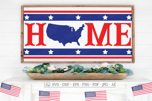 SVG | America Home | Cutting File | Stars Stripes | USA United States | Vinyl Stencil HTV | Sign Shirt Tote | dxf eps jpg ai pdf | Country
