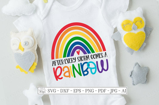 After Every Storm Comes A Rainbow SVG | Infant Loss Baby Bodysuit Design | dxf and more