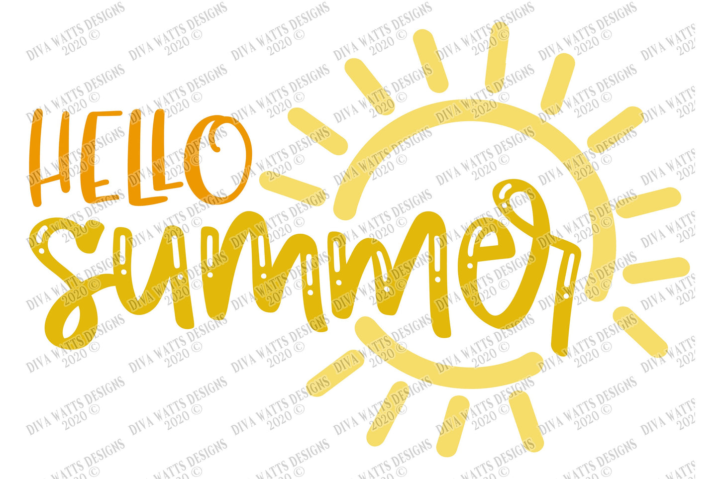 SVG | Hello Summer | Cutting File | Sun Sunshine | Vacation | Beach | Cricut Silhouette | Sign Shirt Tote | Vinyl Stencil HTV | dxf eps png