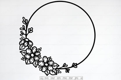 SVG | Daisy Wreath | Cutting File | Farmhouse Rustic Vintage Floral Frame | Daisy Daisies | Vinyl Stencil HTV | Pillow Tea Towel Sign dxf